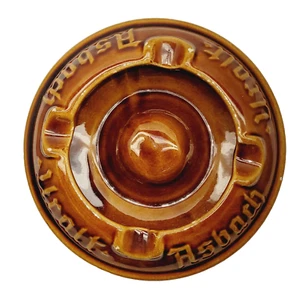 Ash Tray Vintage Asbach Uralt German Brown Ceramic Cigar Pipe Advertising - Picture 1 of 15