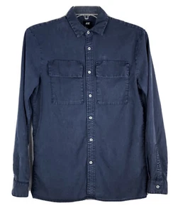 H&M Herren Langarm Hemd klein blau Knopfleiste - Bild 1 von 9