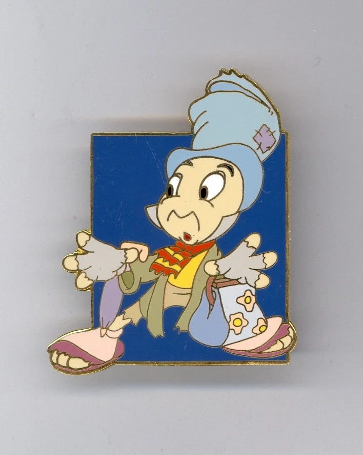 Prendedor y tarjeta Disney Auctions Pinocho Hobo Pequeño Grillo en Trapos LE Foto 1 de 1