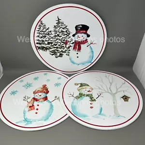 Martha Stewart Set of 6 SNOWMAN Round Placemats Winter Scene 15" NWT Wipeable! - Picture 1 of 7