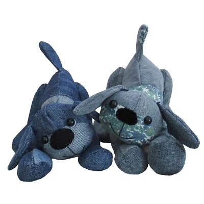 Denim Dog soft toy sewing pattern.  Recycle  denims with this puppy by pcbangles - Image 1 of 4
