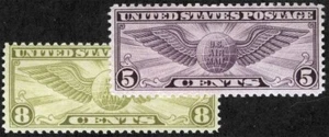 US Sc C16-C17 Multicolor 5-8¢ 1931 LH Original Gum Airmail Set Well Centered - Picture 1 of 1
