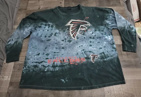 Men's NFL Team Apparel Tie Dye Green  Blue Atlanta Falcons LS T-Shirt Read Desc Cover