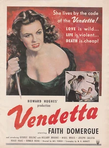 1951 Vendetta (1950) Pubblicità stampa film d'epoca RKO immagini inizio fede Domergue - Foto 1 di 1