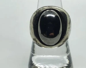 Silver Ring Womens Jewelry with Hematite Gemstone Size 8.5 - Picture 1 of 5