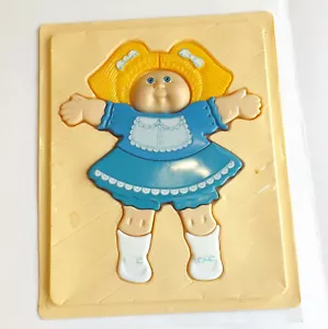Cabbage Patch Kinder 3-D Kunststoff Tablett Puzzle 11 Stck. Vintage 1980er blau Kleid Illco - Bild 1 von 6