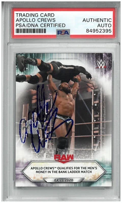 APOLLO CREWS SIGNED AUTOGRAPH SLABBED WWE 2021 TOPPS CARD PSA DNA - Image 1 of 2