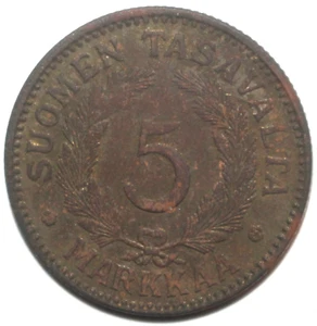 Finnische 5 Markkaa Münze 1946 S KM# 31 Finnland Löwe Fünf - Bild 1 von 2