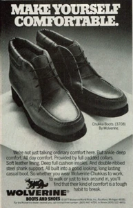 1977 Vintage Druck Werbung Make Yourself bequem Wolverine Chukka Stiefel und Schuhe - Bild 1 von 2
