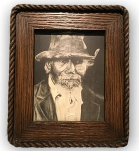 Bill Dickerson Art Pencil Drawing Teslin Print Sheet Rope Boarder Wood Frame Pic - Picture 1 of 12