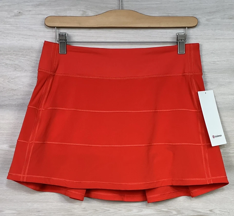 Lululemon Pace Rival MR Skirt Long 3.5” Size 4 ️‍ Hot Heat Red Orange 33492