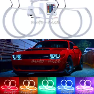 4x RGB 16-Color For Challenger 12-19 Headlight Cotton LED Angel Eyes Halo Rings - Picture 1 of 10