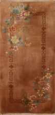 Vintage Floral Art Deco Chinese Small Rug 2'x4' Handmade Wool Carpet