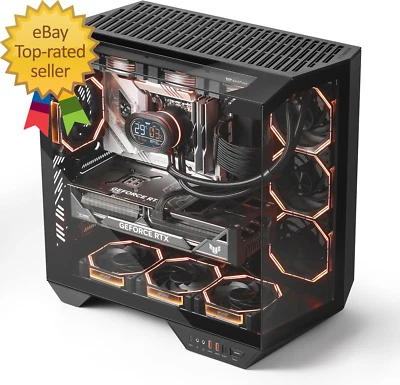 Full-Tower ATX Gaming PC Case, Back Plug-In Motherboard, Dual-Chamber, Panoramic - Image 1 of 4