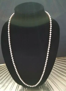 Vintage Faux Soft Pink Single Strand Knotted Pearl Necklace 30" Long - Picture 1 of 6