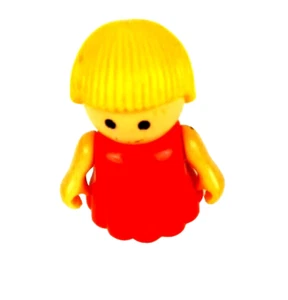 Fisher Price Little People Town Village Girl 1973 Vintage Red Shirt Blond Hair - Picture 1 of 3