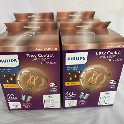 (4) Philips Amber LED 40W Dimmable Smart Wi-Fi Voice or App Controlled LED NIB - Image 1 of 4