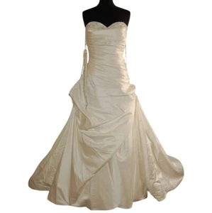 Vestido de novia Kirstie Kelly Couture sin tirantes talla 12 blanco suave satinado cuerpo con cuentas - Imagen 1 de 13