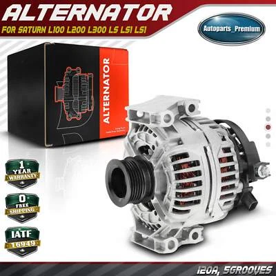 Alternator for Saturn L100 01-02 L200 L300 LS LS1 LS1 LW200 Vue 120A CW 5 Groove - Image 1 of 4