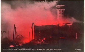 Crystal Palace destroyed by Fire Nov 30th 1936 unused RP old pc Valentines - Picture 1 of 1