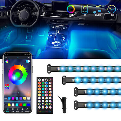 4x LED RGB Innenraumbeleuchtung KFZ Auto Ambiente Fußraumbeleuchtung Mit Control • 25.41€