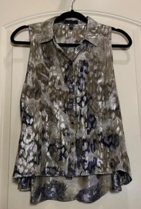 Joe's Womens Sleeveless Silk Blend Multicolored Shimmer Button Down Top SZ M - Picture 1 of 9