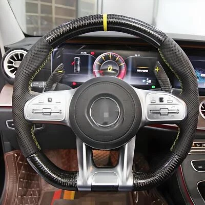 Плоский руль из углеродного волокна подходит для Mercedes-Benz G63 C43 C63 W221 S63 AMG 20+ - Изображение 1 из 4