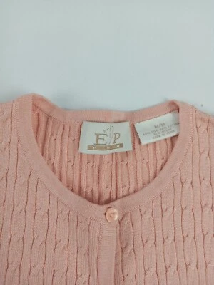 EP Pro Golf Sweater Women Size Medium Silk and Cotton Ribbed Knit Button front - Image 1 of 4