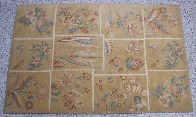 Hand Tufted Brown Wool Area Rug Flat Weave Living Room Carpet Bohemian Mat 5x8ft - Image 1 of 4