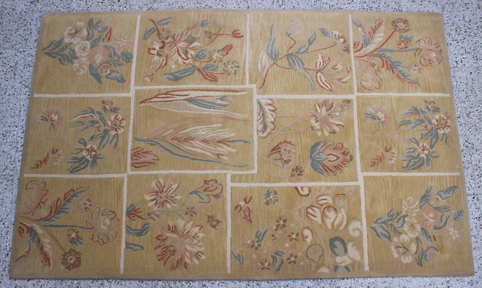 Hand Tufted Brown Wool Area Rug Flat Weave Living Room Carpet Bohemian Mat 5x8ft - Image 1 of 4