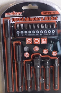 Horusdy 16 piece drive bit and socket adapter set (16 pieces) 1/4, 3/8, 1/2 - Picture 1 of 6