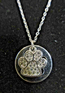 VINTAGE Touchstone Crystal by SWAROVSKI (TCS) Paw Print Pendant Necklace - 18" - Picture 1 of 5