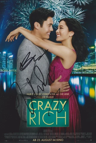 Henry Golding/Ken Jeong/Director Signed Crazy Rich Asians 12x8 Photo AFTAL Cover