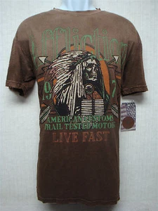 AFFLICTION -Live Fast - American Customs - Widowmaker - Camiseta marrón para hombre - Talla M - Imagen 1 de 9