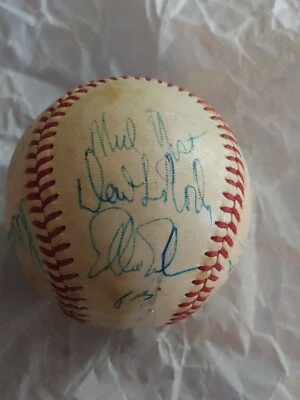 RARO De colección FIRMADO Béisbol por 16 1981 Milwaukee Brewers Ned Host Sal Bando MLB Foto 1 de 4