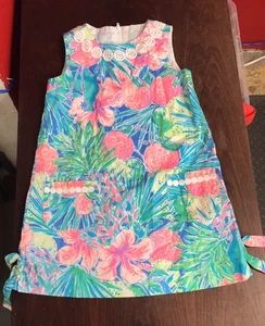 Vestido recto clásico Lilly Pulitzer ribete de encaje talla 5 niñas - Imagen 1 de 11