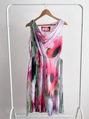 NWT! RRP 240$ Damsel in a Dress 100% Silk Midi Dress Floral Print Cowl Neck Sz 8 - Image 1 of 4
