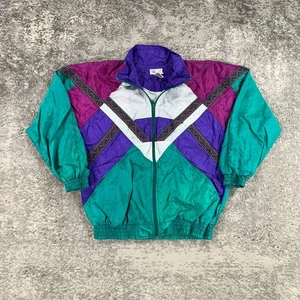 Vintage Bocoo Track Jacket Womens Small Green Purple Aztec Striped 90s Hong Kong - Picture 1 of 15