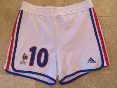 Short équipe de FRANCE ZIDANE n°10 Euro 2000 ADIDAS vintage football 164 14 ans - Photo 1/4