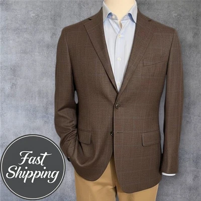 Blazer Abrigo Deportivo Chaqueta 40R Lana Marrón/Azul Ventana JOS A BANK Hombre a Medida Foto 1 de 4