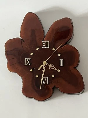 Vintage Live Edge Cypress Wall Clock Rustic Charm Mid Century Handmade 14” - Image 1 of 4