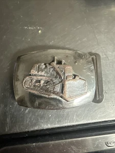 VTG. CATERPILLAR DOZER CHROME BELT BUCKLE - Picture 1 of 2
