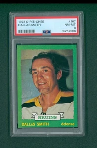 Tarjeta de hockey O-Pee-Chee 1973 - #167 Dallas Smith, PSA 8 casi nueva/como nueva - Imagen 1 de 2