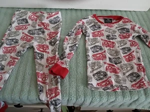 OT Revolution Boy's 2 Piece Pajama Set Outfit Firetrucks Size 5/6, Red & White - Picture 1 of 9