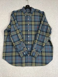 Polo Ralph Lauren Shirt Button Down Classic Fit Size 2XB Green Blue Plaid - Picture 1 of 10
