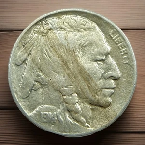 1914 5c BUFFALO NICKEL AU About Uncirculated Philadelphia Mint Coin Rare Type - Bild 1 von 2