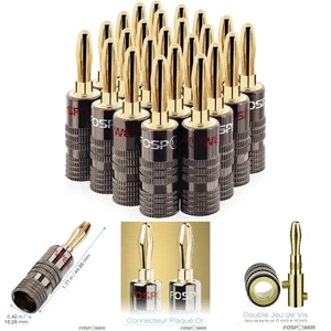 12 Paar 24 Stck. geschlossene Schraube vergoldet Bananenstecker Lautsprecher Stecker Audio - Bild 1 von 7