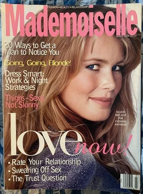 Vintage Mademoiselle Magazine, March 1994, Claudia Schiffer, 90s Style, Supers Foto 1 de 4