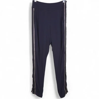 A.L.C. Mujer Smith Doble Cremallera Pantalones Talla 2 Azul Marino Cintura Alta Pantalones Oficina Foto 1 de 4