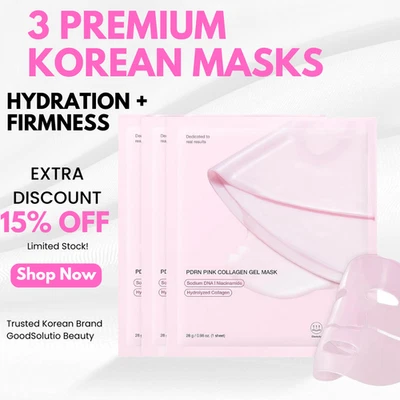 🌸 Korean Collagen Face Mask with Niacinamide | Deep Hydration & Glow | 3 Sheet - Image 1 of 4